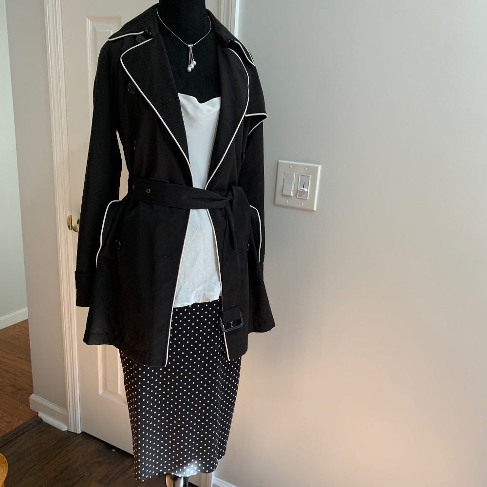 Vince Camuto polka a dot skirt black white Medium pencil fitted body con 20s M - Picture 1 of 16